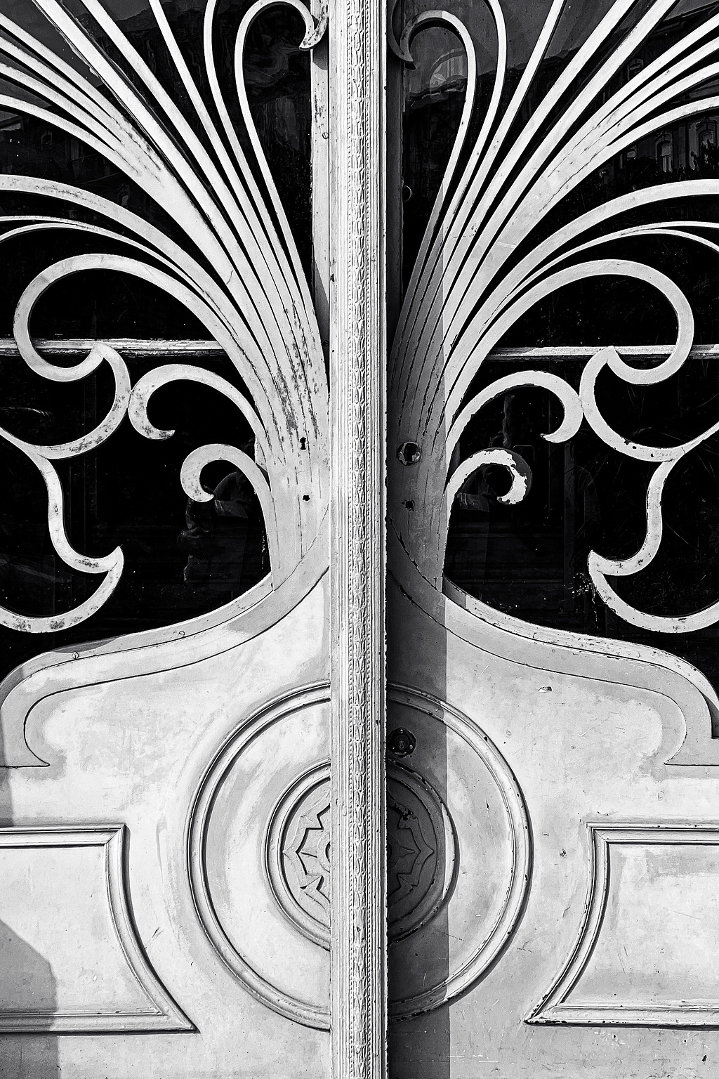 An iron door. 