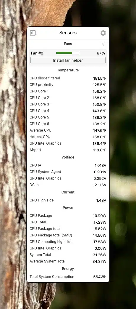 Sensor listing