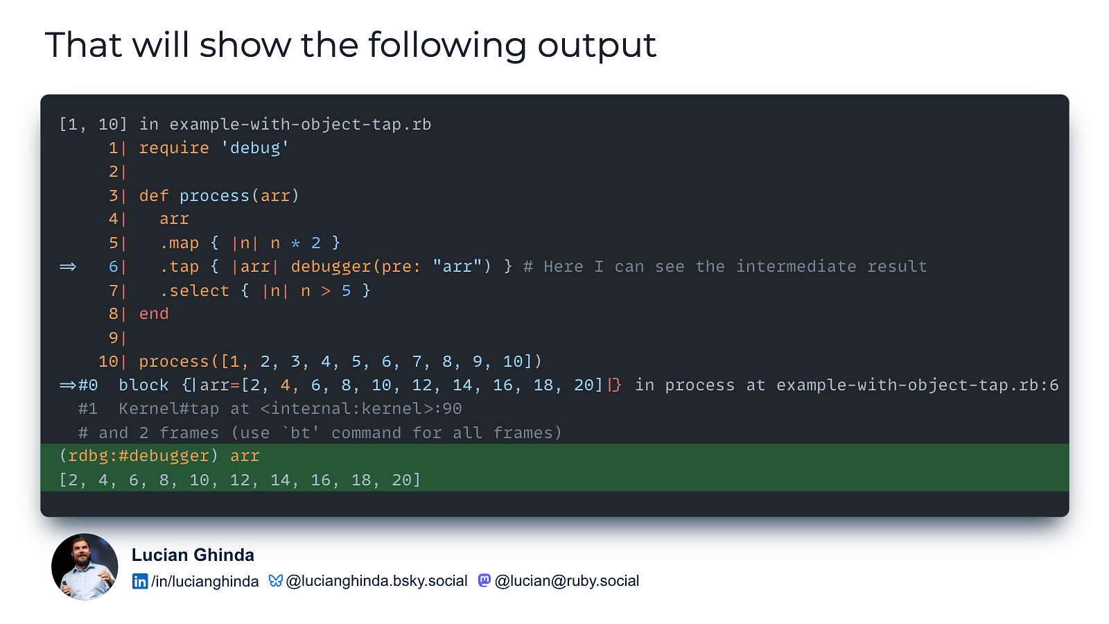 Output of running the previous example