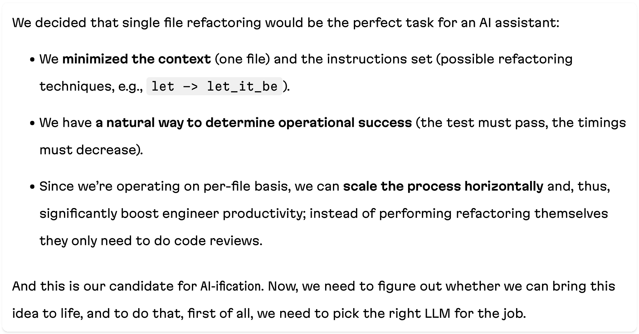 A screenshot from an excerpt from the article called "AI-ification of our TestProf toolkit!"