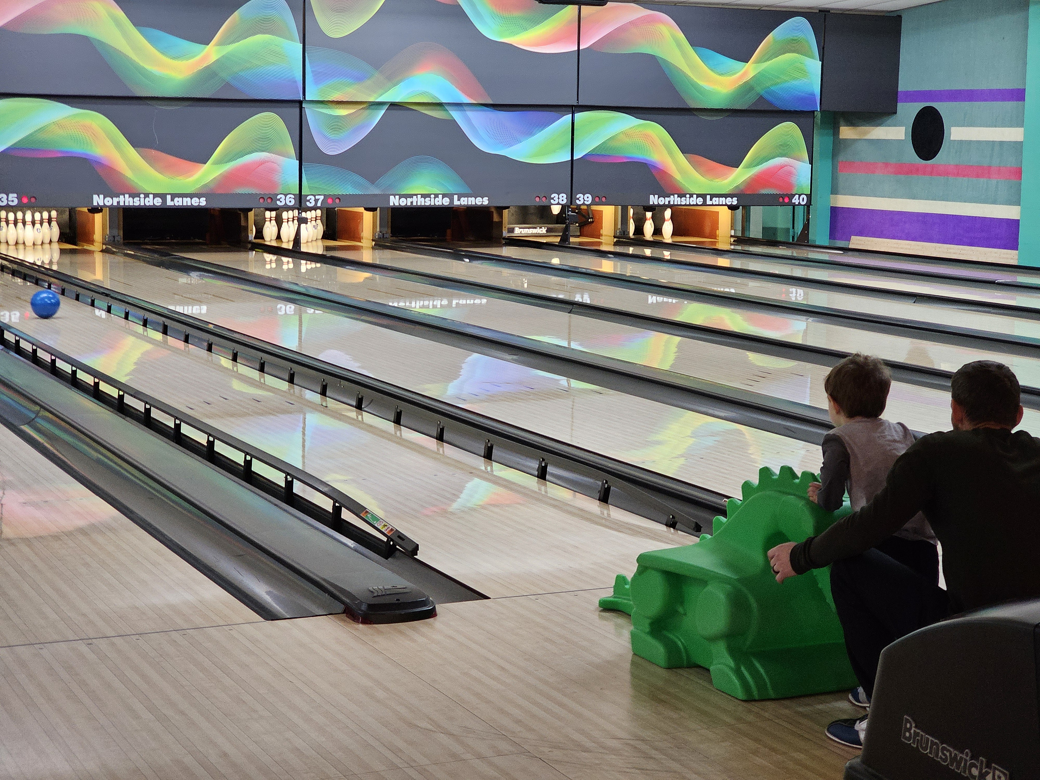 My brother-in-law and nephew bowling