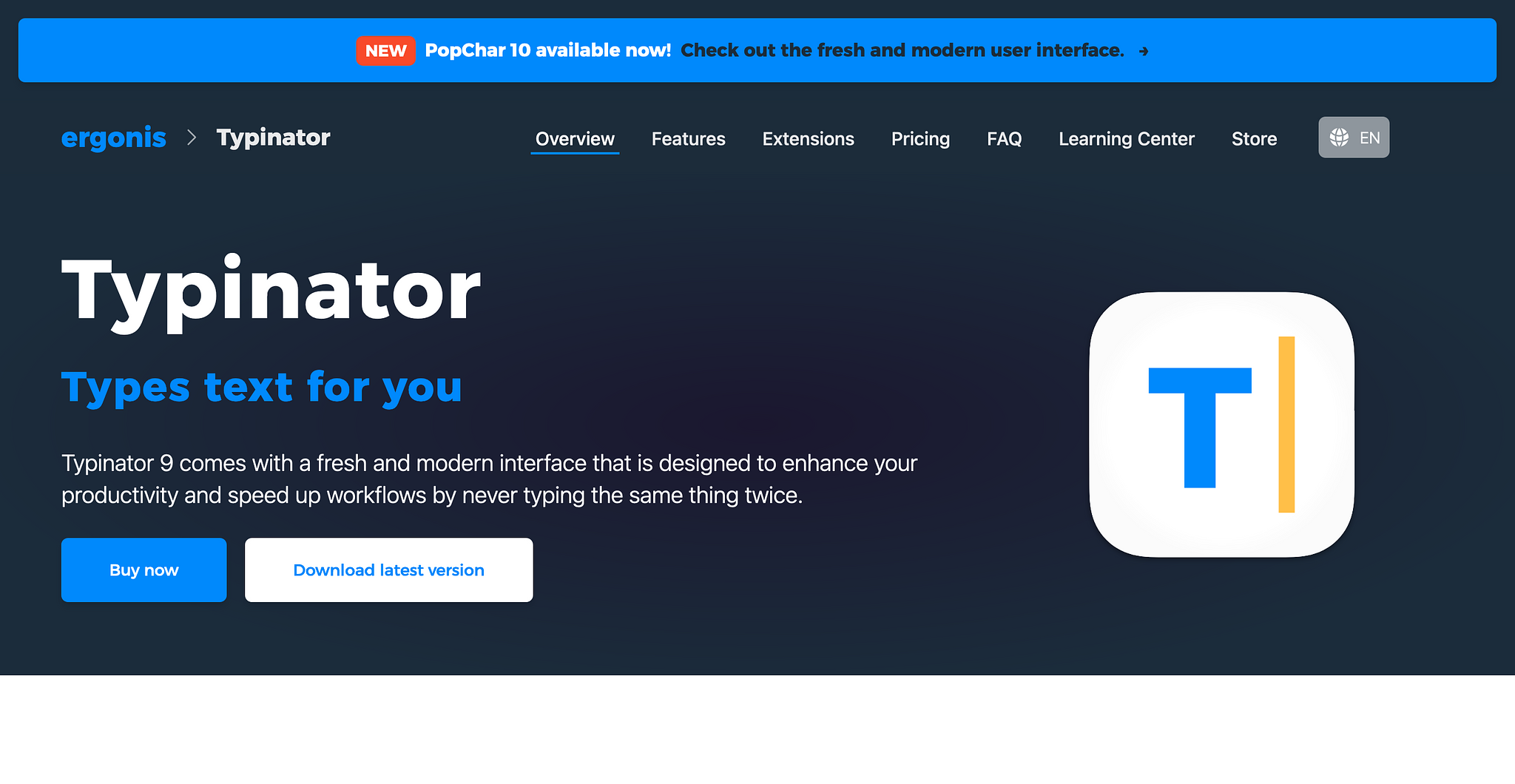 Typinator Homepage Screenshot (2024-05-05)