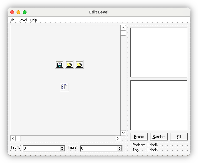 The level editor. Unfortunately, it doesn't render well in Crossover so here's how it looks in Delphi 7's form designer.