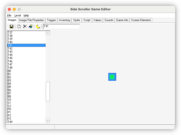 The game definition editor, showing the image tab.