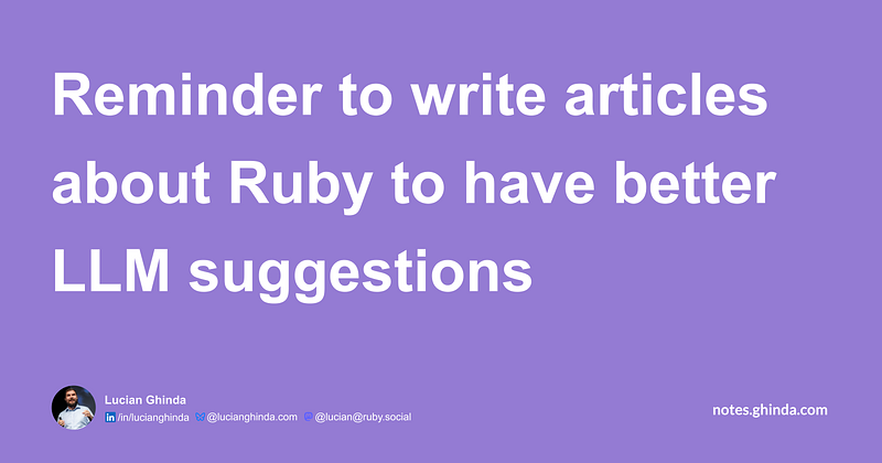 Reminder to publish article about Ruby