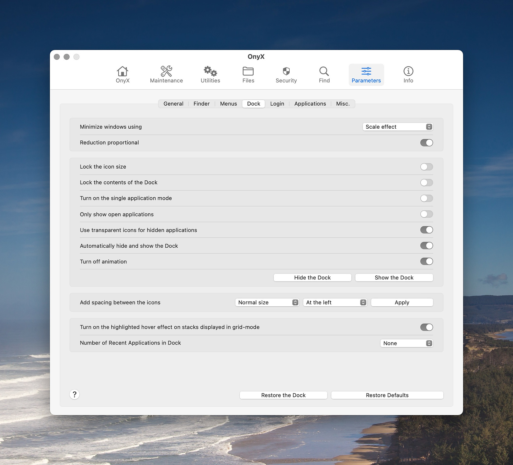 Dock Parameters