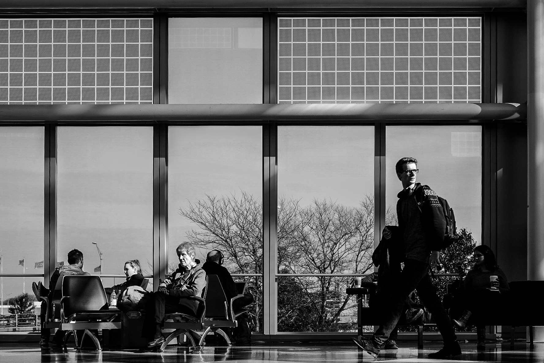 People in the terminal at O'Hare Airport