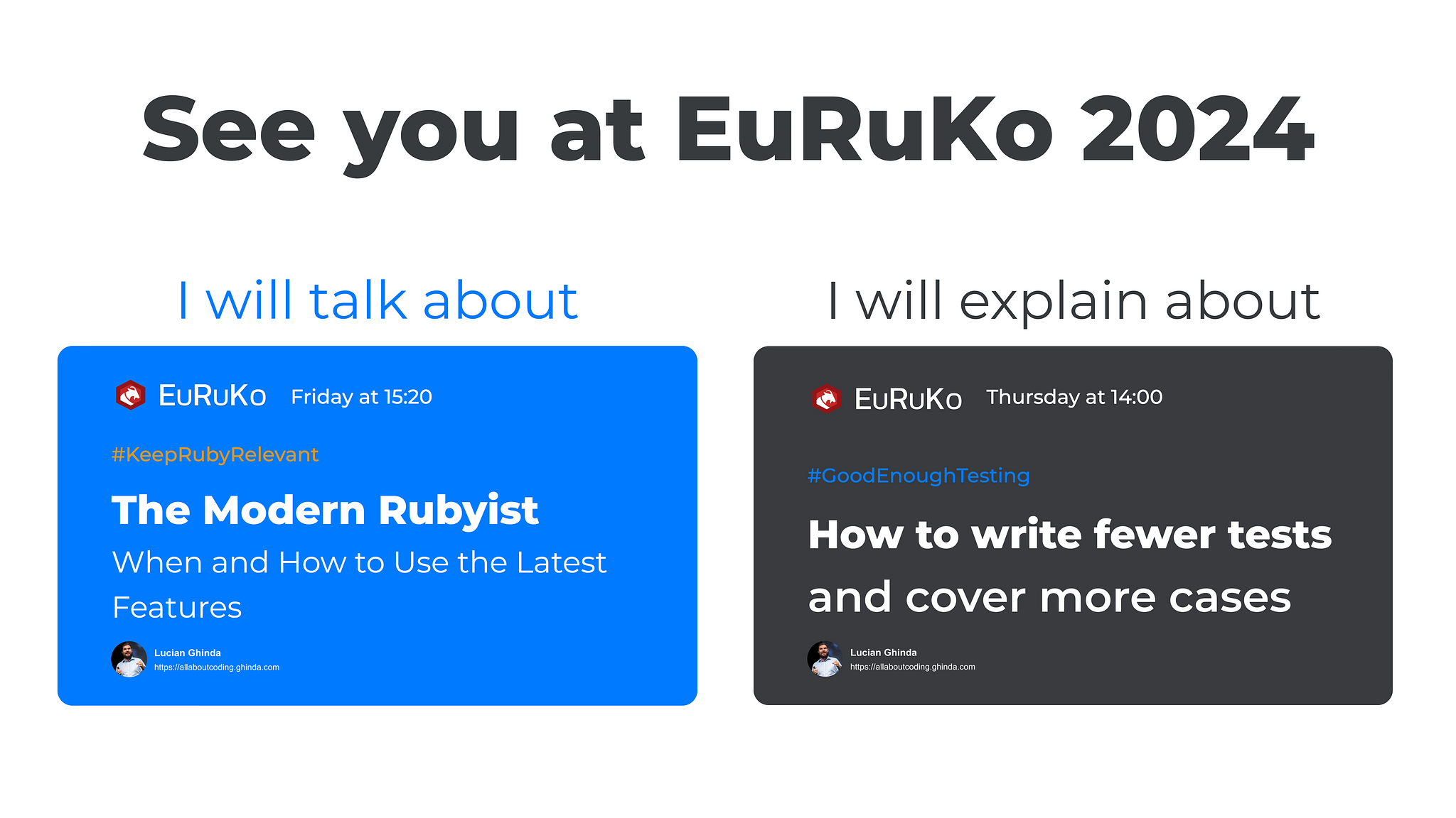 Screenshot describing the two talks that I will deliver at EuRuKo 2024