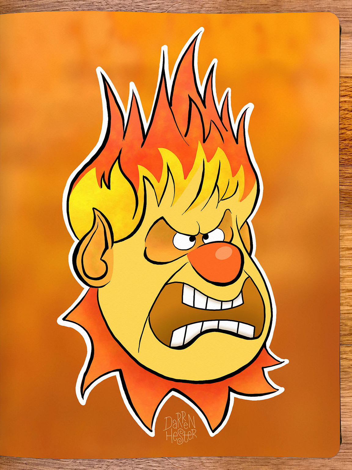 Illustration of Heat Miser, a character from the Rankin/Bass 1974 children's television special The Year Without a Santa Claus. Heat Miser was voiced by George S. Irving.