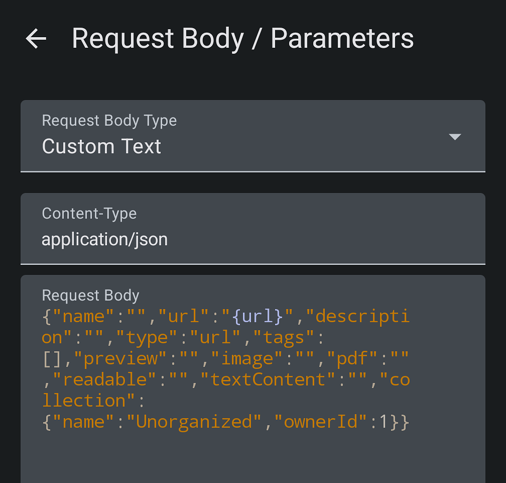 request body and parameters