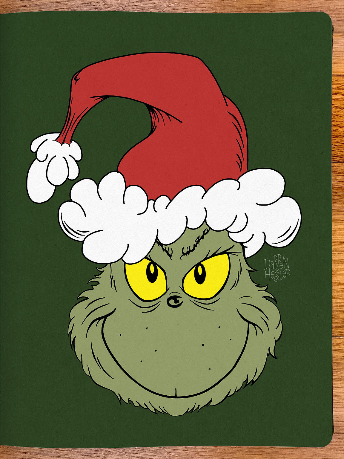 A drawing of Dr. Suess' The Grinch created with Linea Sketch.