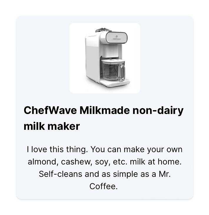 A shoutout about a kitchen gadget.
