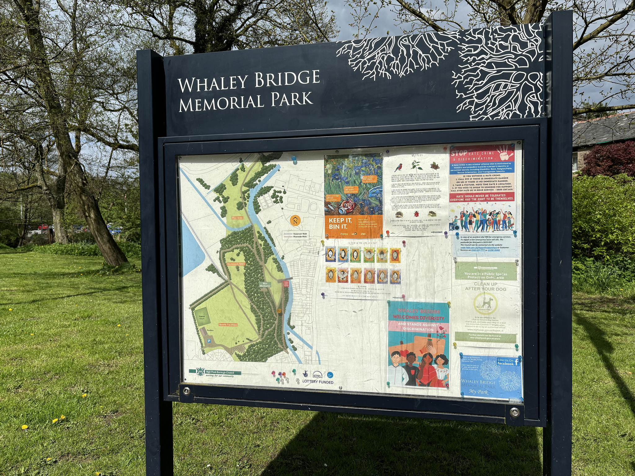 The park notice board maps out the routes to walk.