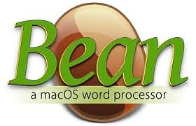 The logo for the Bean word processing program with green letters over a brown coffee bean