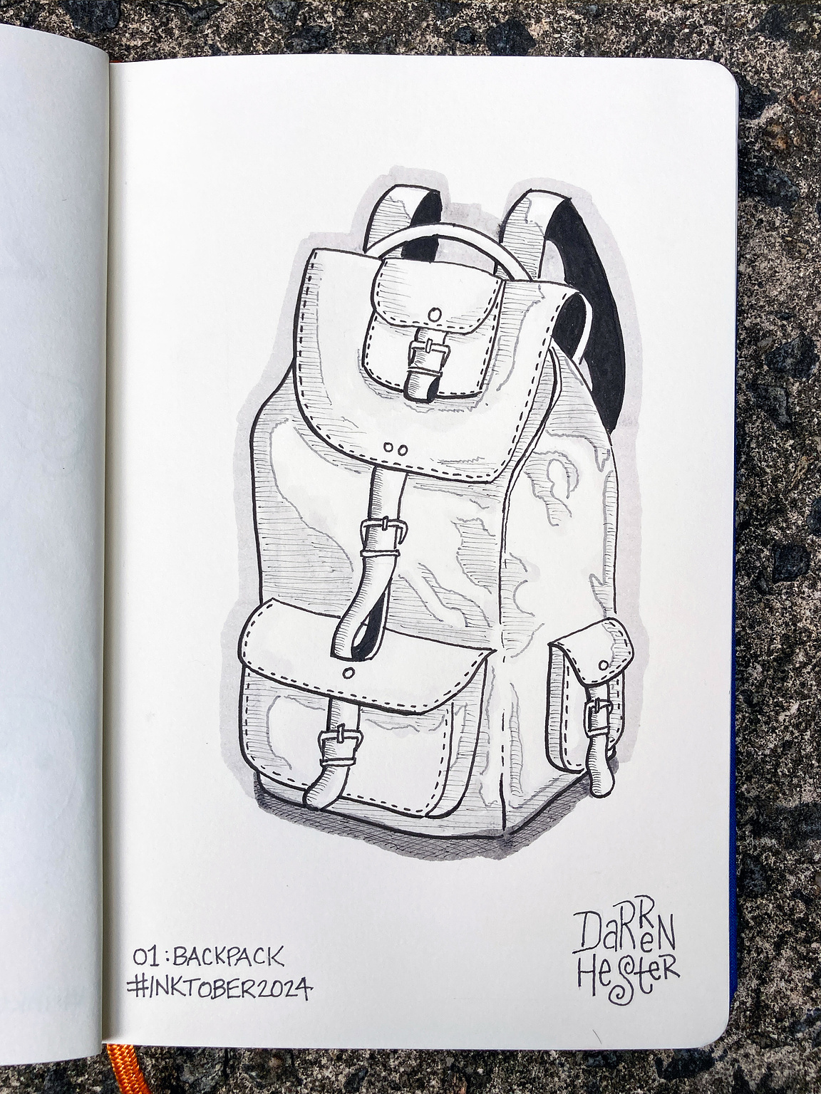 Sketch for Inktober 2024 prompt "Backpack."