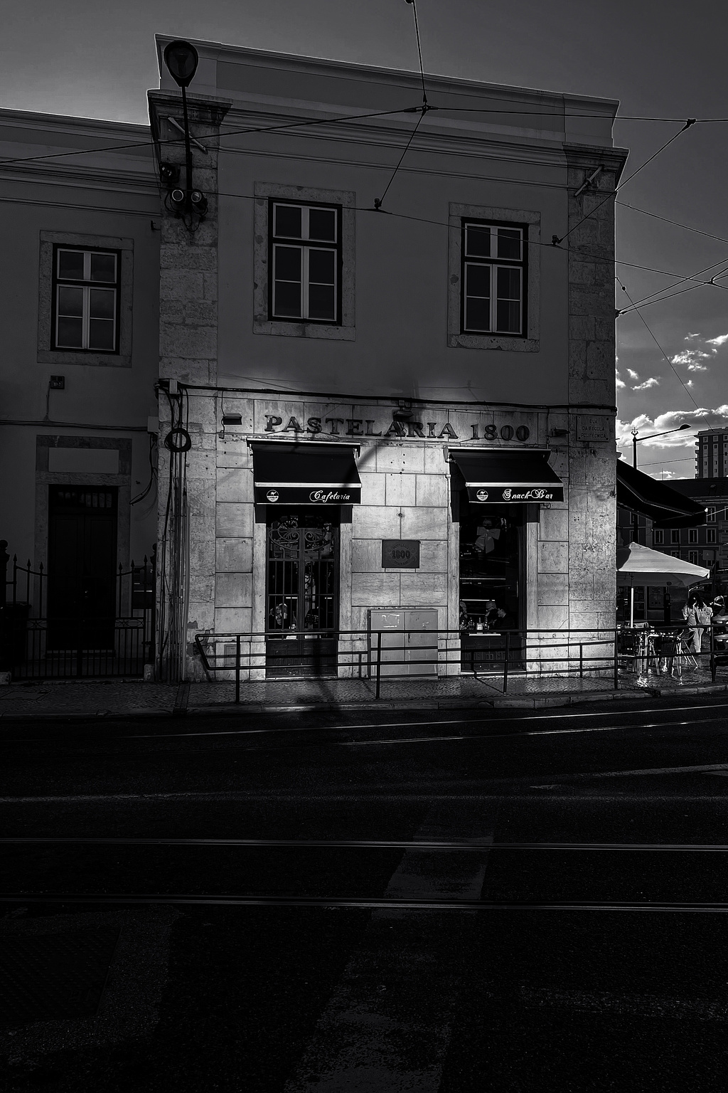 Light hits a building. 