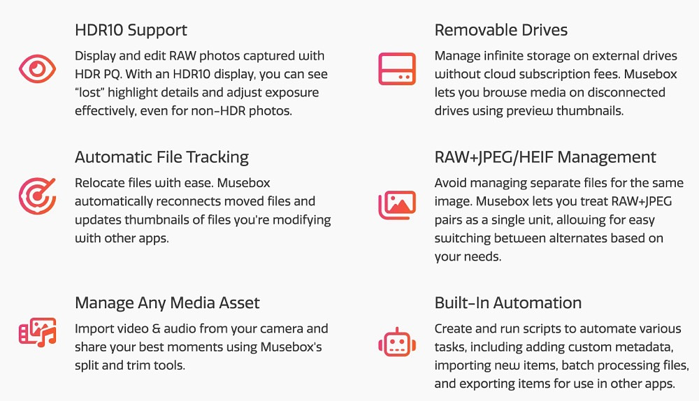 Musebox features