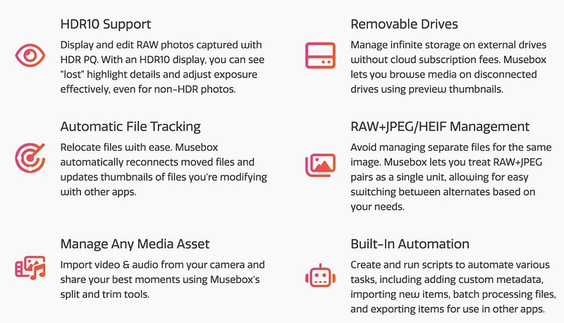 Musebox features