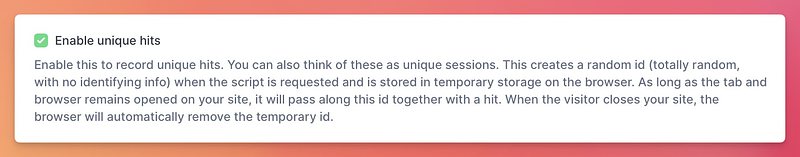 Enable unique hits data in your site settings.