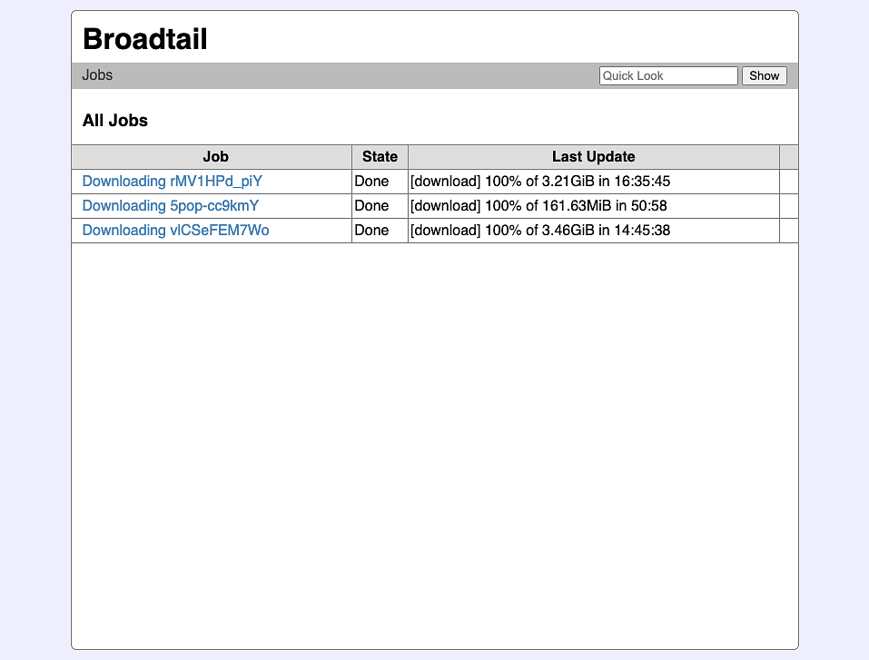 An early version of Broadtail, with only the download frontend.