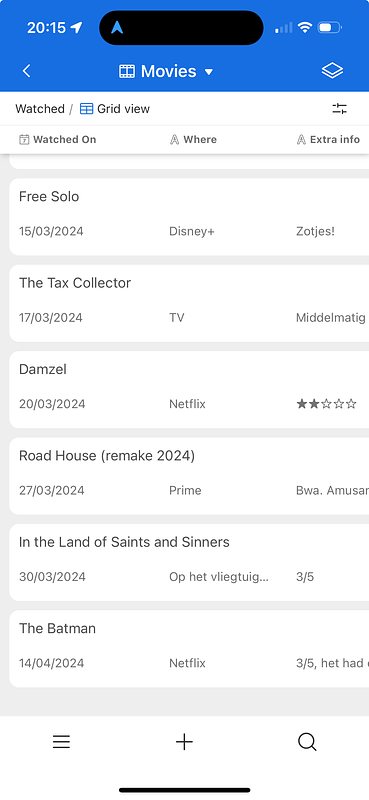 Airtable screenshot van mijn Movies db