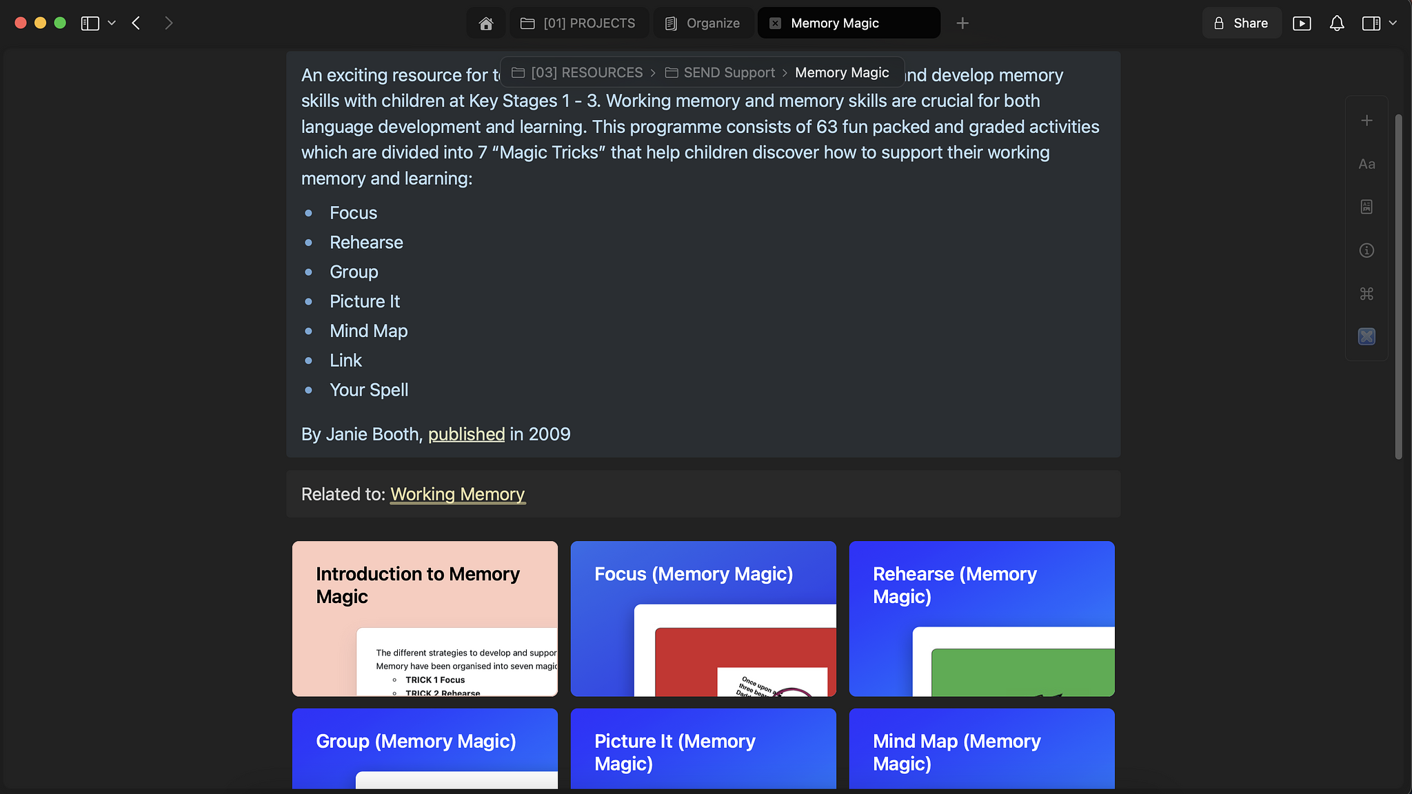 Educational notes and documentation in Craft Docs.