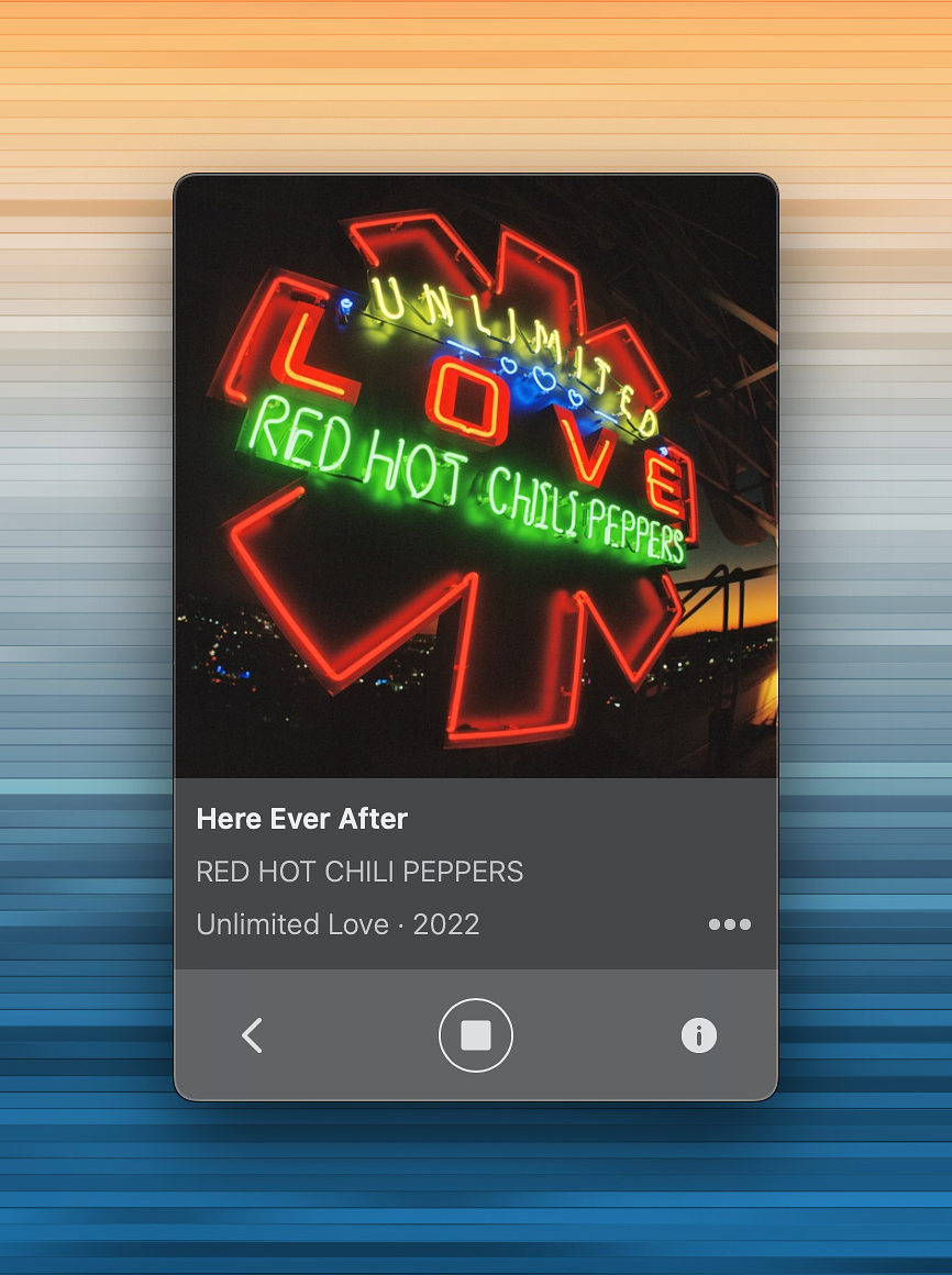 Screenshot of Triode on macOS playing Here Ever After by the Red Hot Chili Peppers