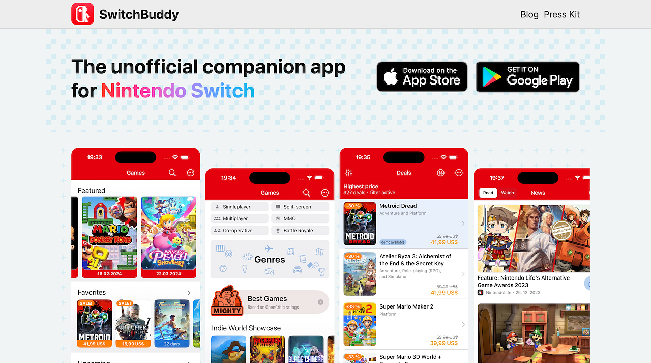 SwitchBuddy Homepage Screenhost (07.12.2024)