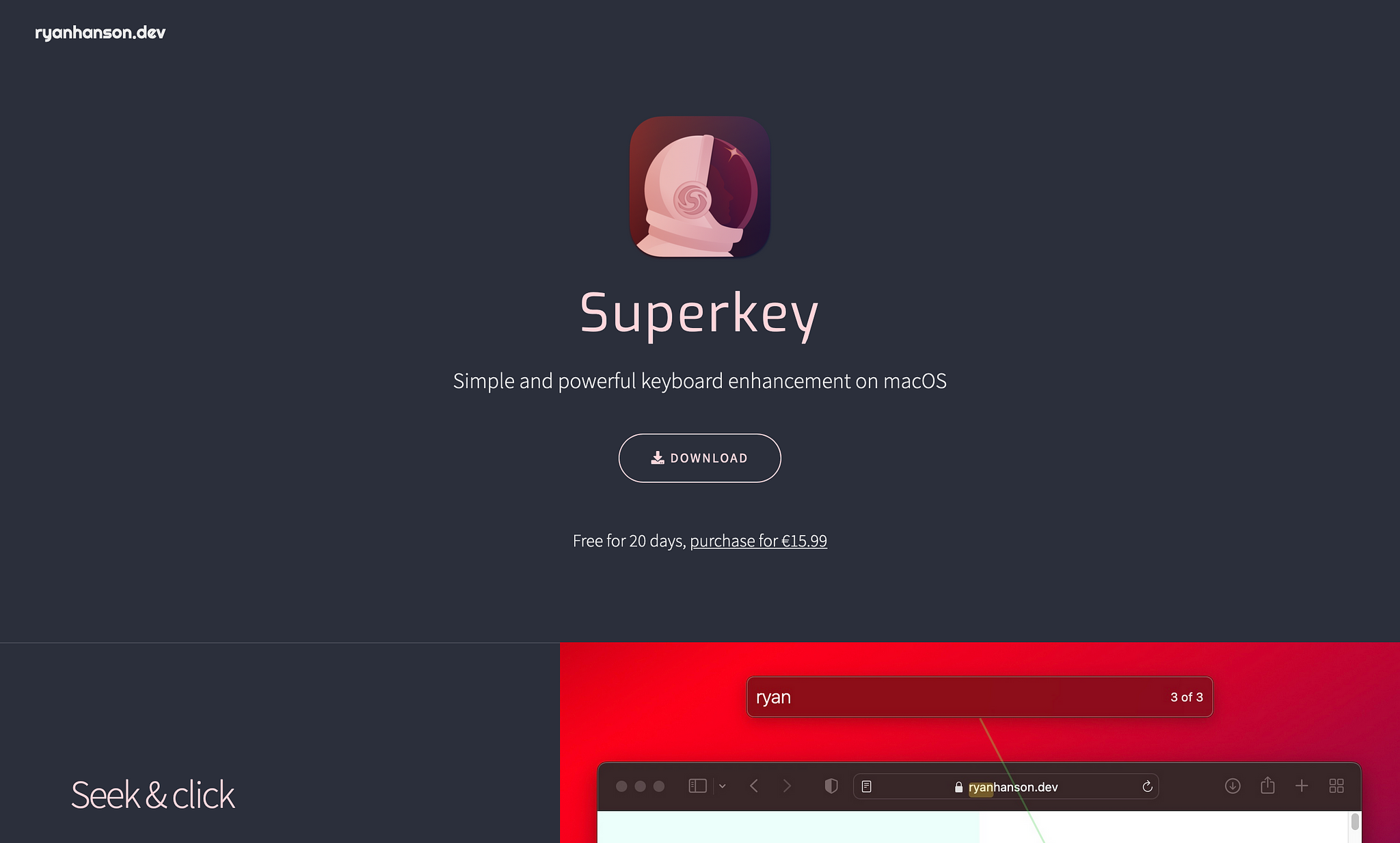 Screenshot Homepage Superkey (2024-04-06)