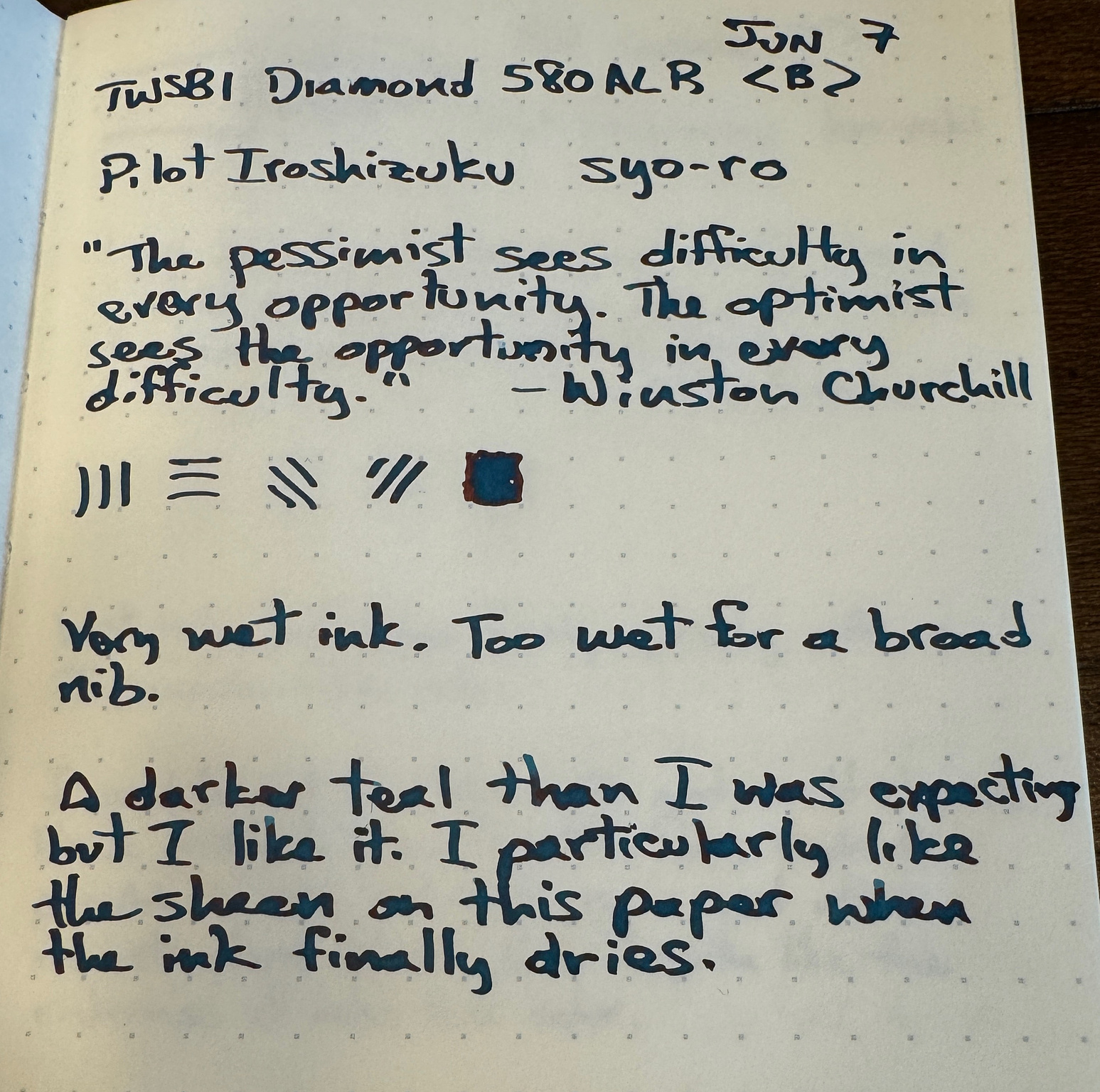 Pilot Iroshizuku Syo-Ro sample