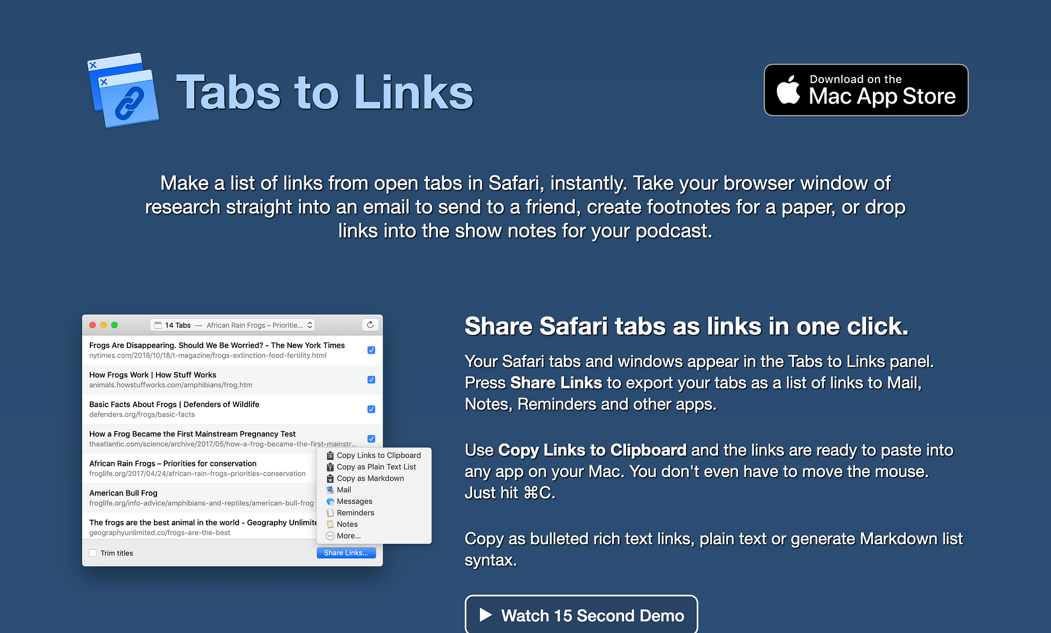 Screenshot Tabs to Links Homepage (2024-04-14)