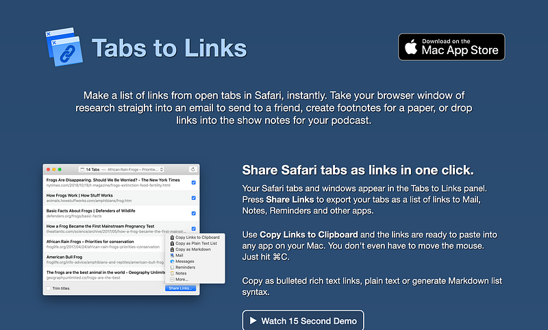 Screenshot Tabs to Links Homepage (2024-04-14)