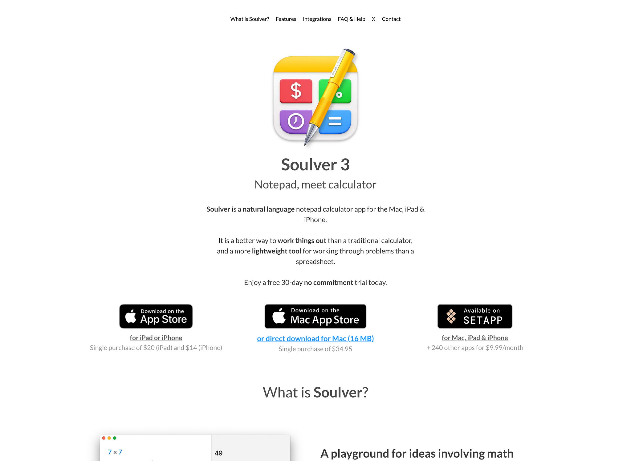 Screenshot Soulver 3 Homepage (2024-04-15)