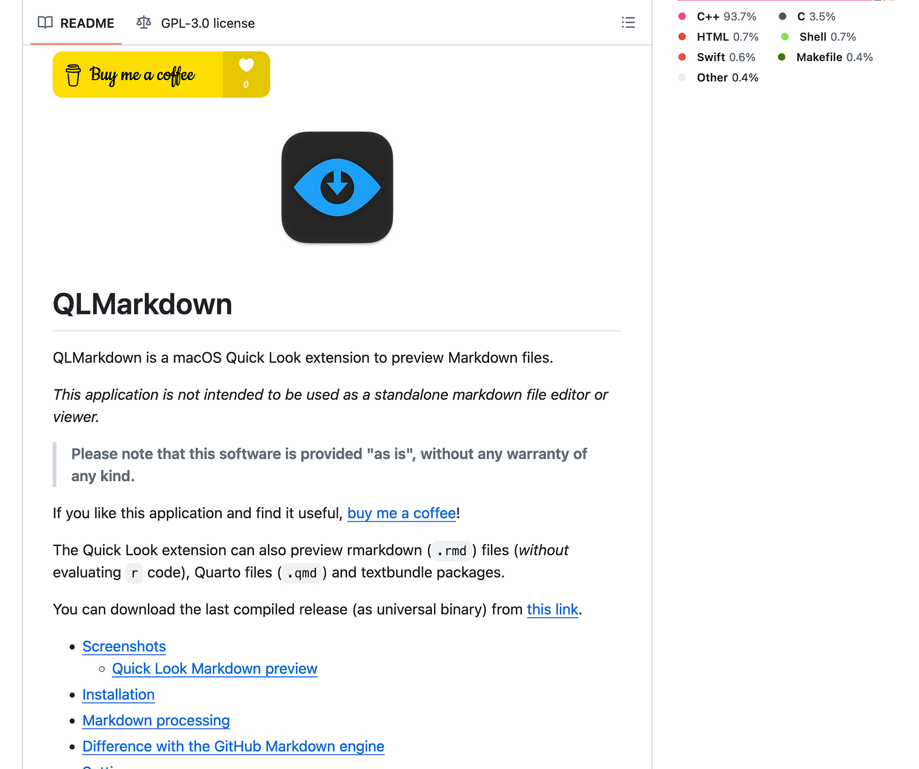 QLMarkdown GitHub Page Screenshot (2024-06-19)