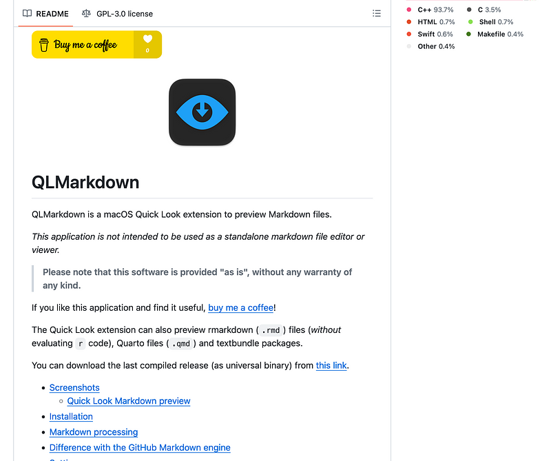 QLMarkdown GitHub Page Screenshot (2024-06-19)