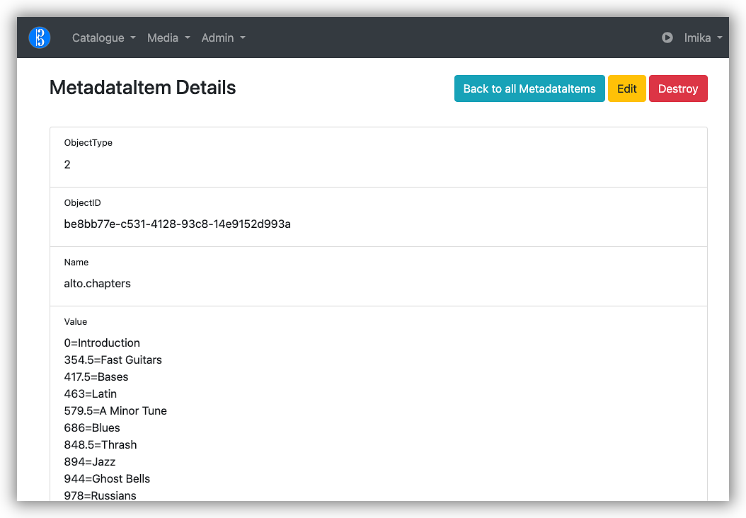 Listing a chapter metadata value.