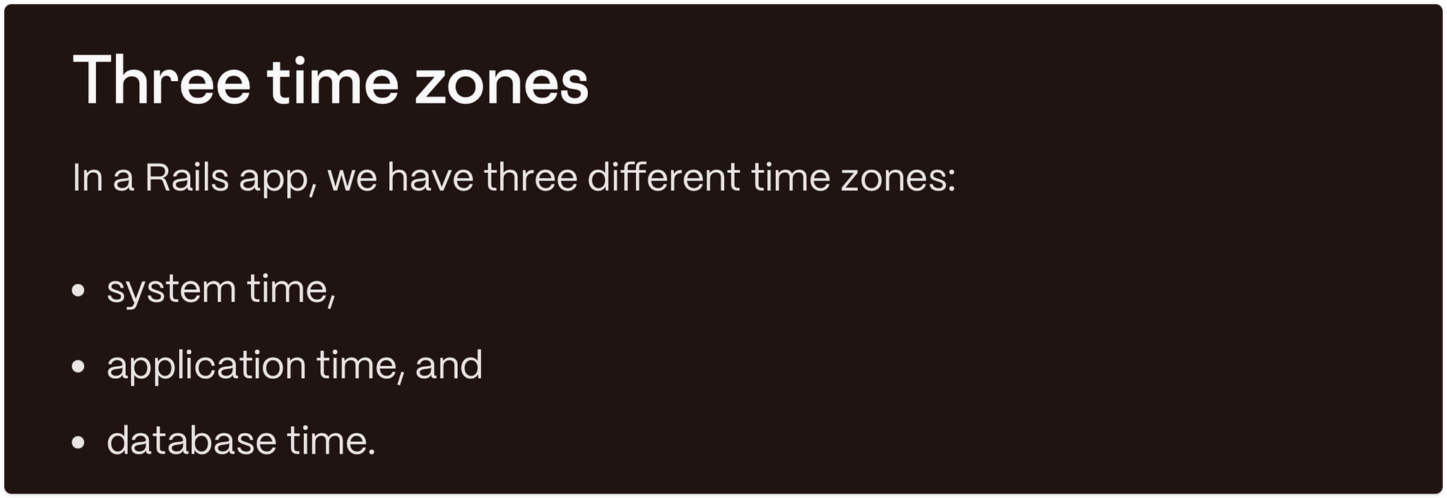 Screenshot of a text describing how to work with timezones for scheduling events