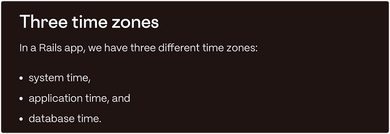 Screenshot of a text describing how to work with timezones for scheduling events