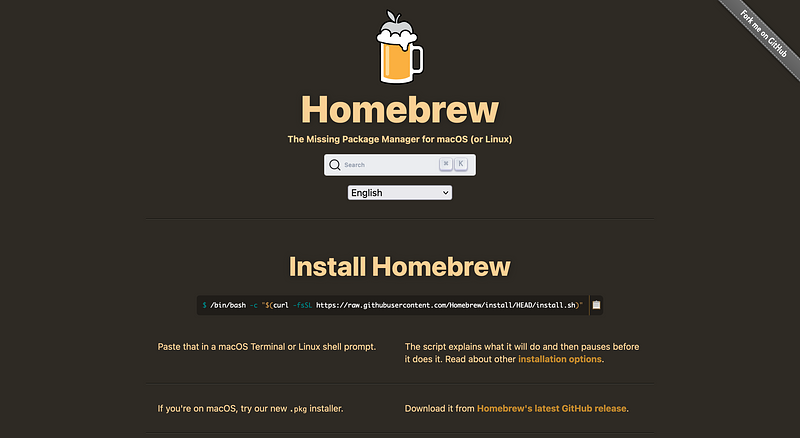 Homebrew Homepage Screenshot (2024-04-26)