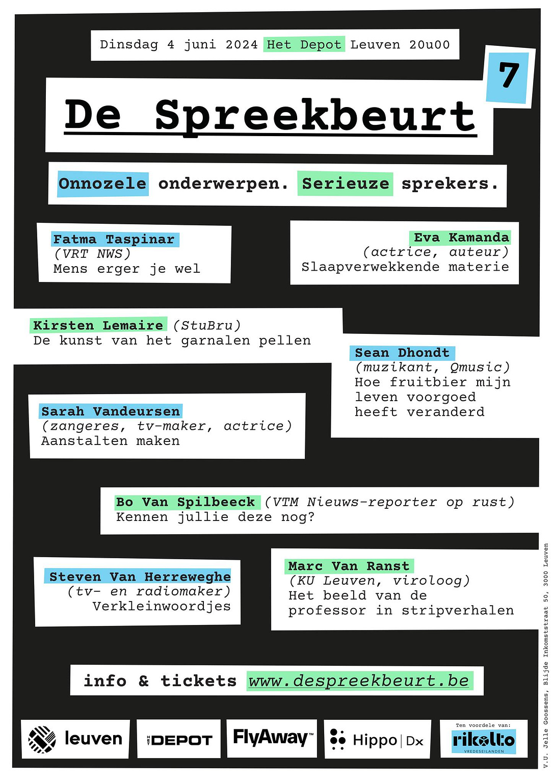 Affiche van de zevende editie van de Spreekbeurt in Het Depot in Leuven