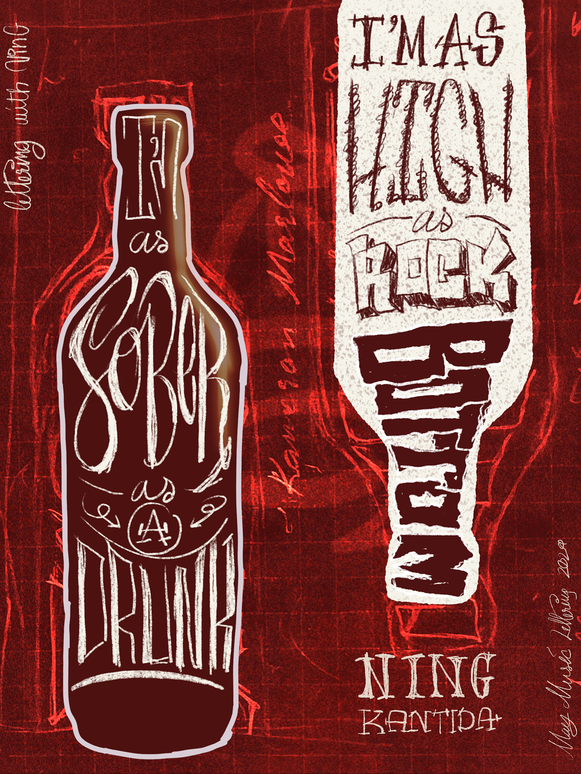 My lettering design for Sober As a Drunk by Kameron Marlowe