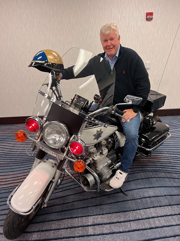 Larry Wilcox on a Kawasaki bike