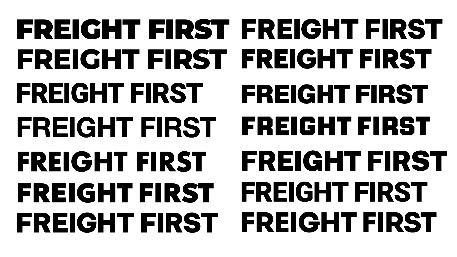 Font Shortlist for Freight First