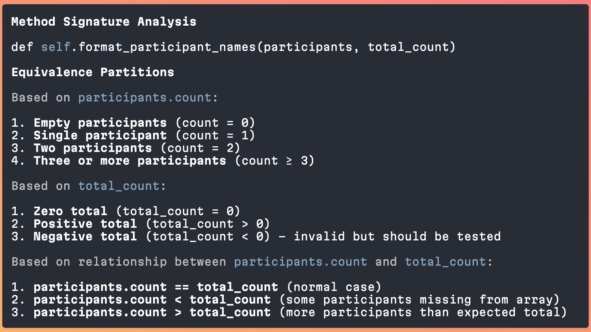 Output of Claude Code showing various test cases