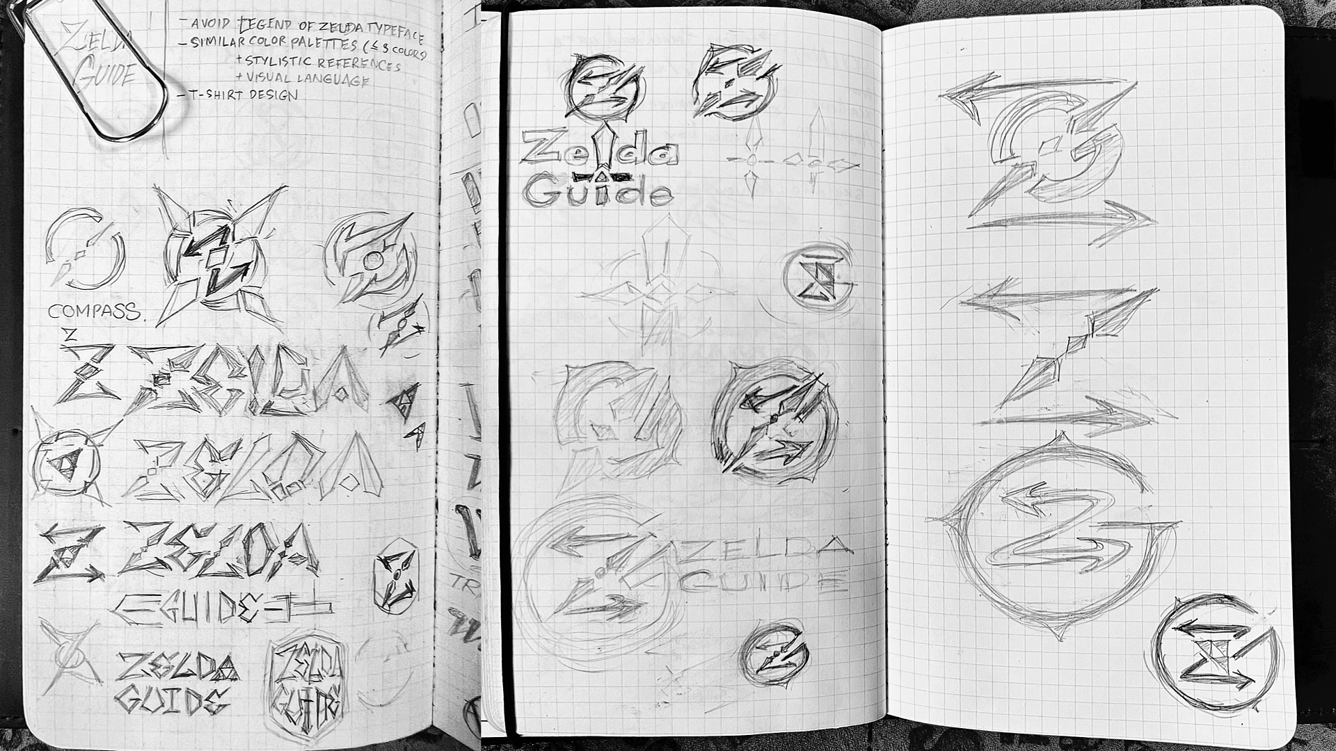 My Sketches for Zelda Guide Logo Concepts
