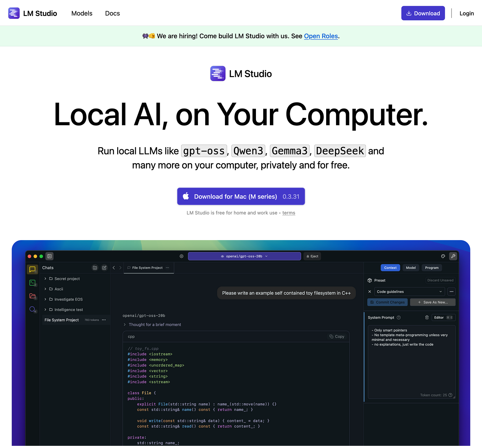 Screenshot Homepage LM Studio (2025-11-09)