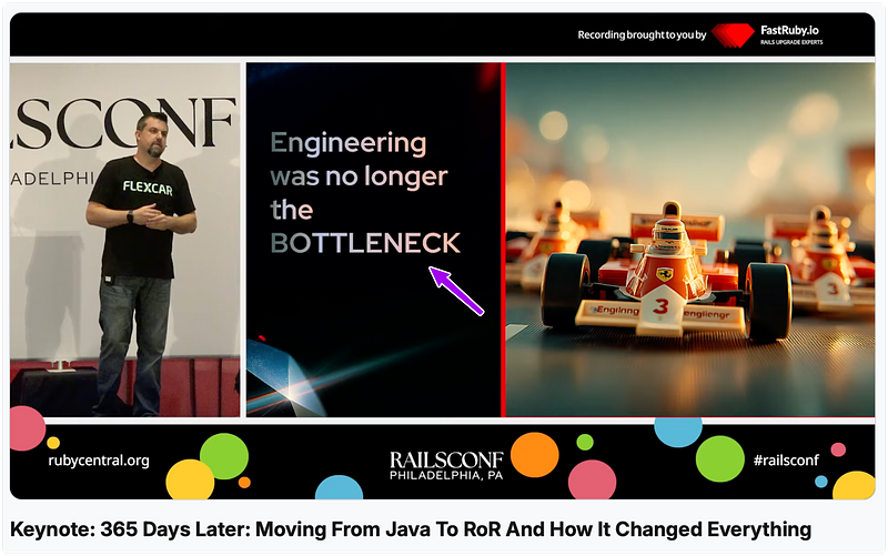 John Dewsnap talking about advantages of using Ruby on Rails at Rails Conf 2025