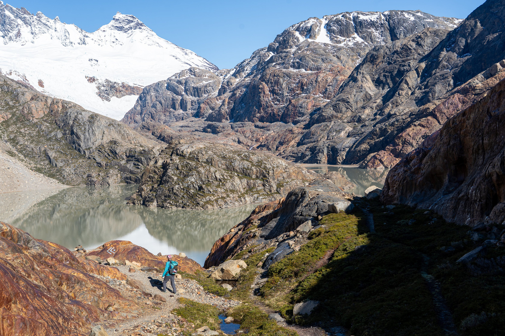 Looking down to Rio Pollone, Lago Electrico, Playita and the Marconi Group